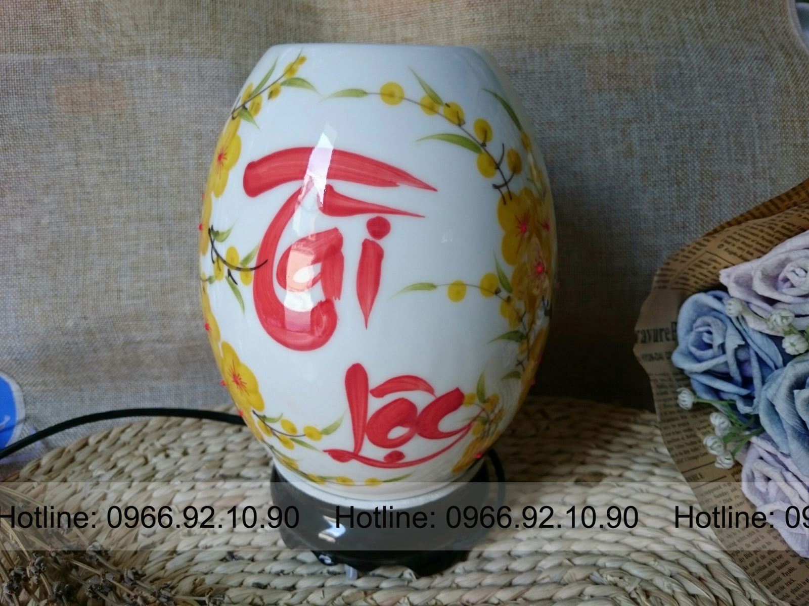 Đèn xông tinh dầu Bát Tràng Trứng lớn / H20- D13cm / ( Mẫu 4 )