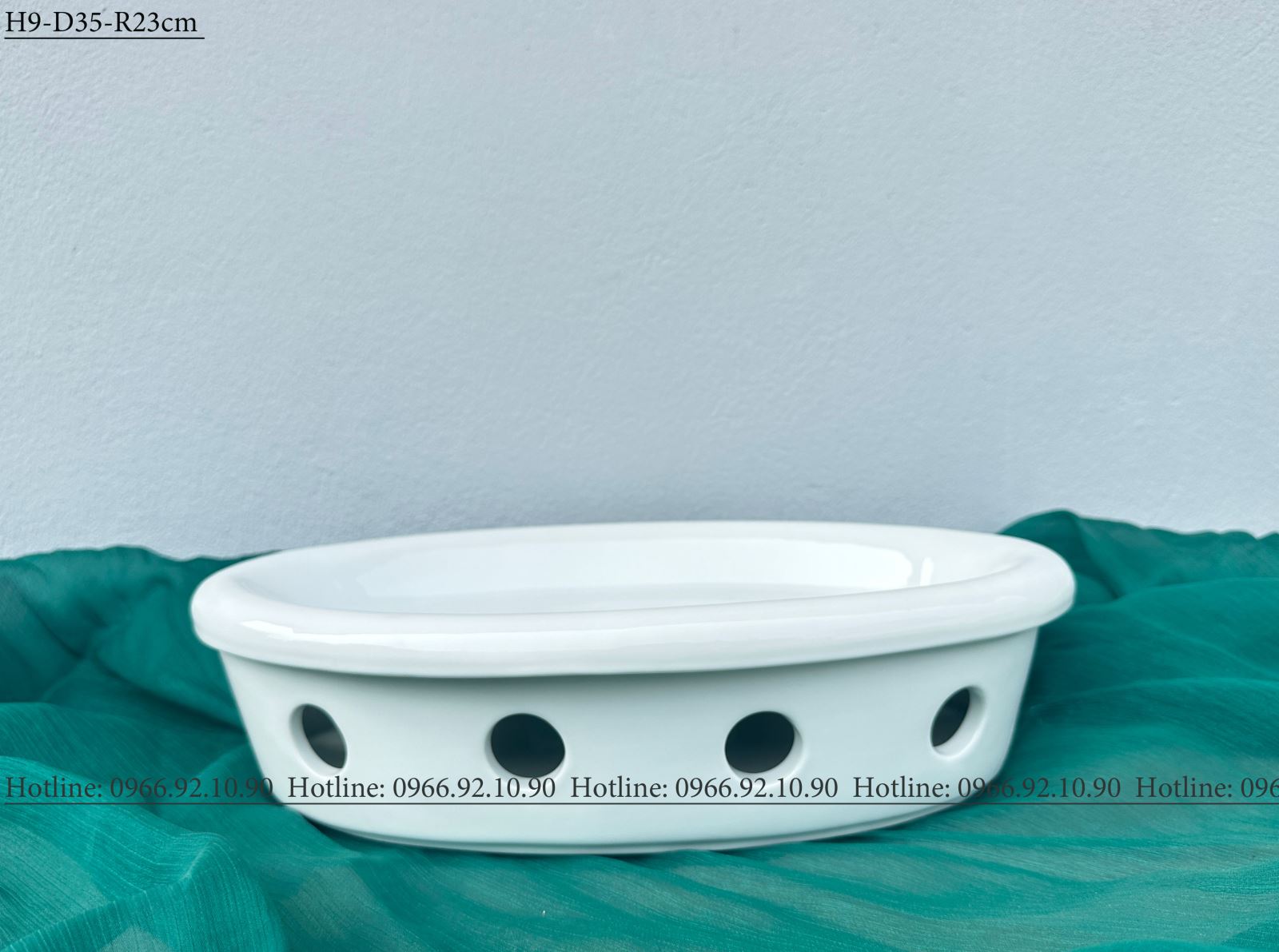 Bếp cồn bầu dục size bé gốm sứ Bát Tràng -dài 35 rộng 23cm