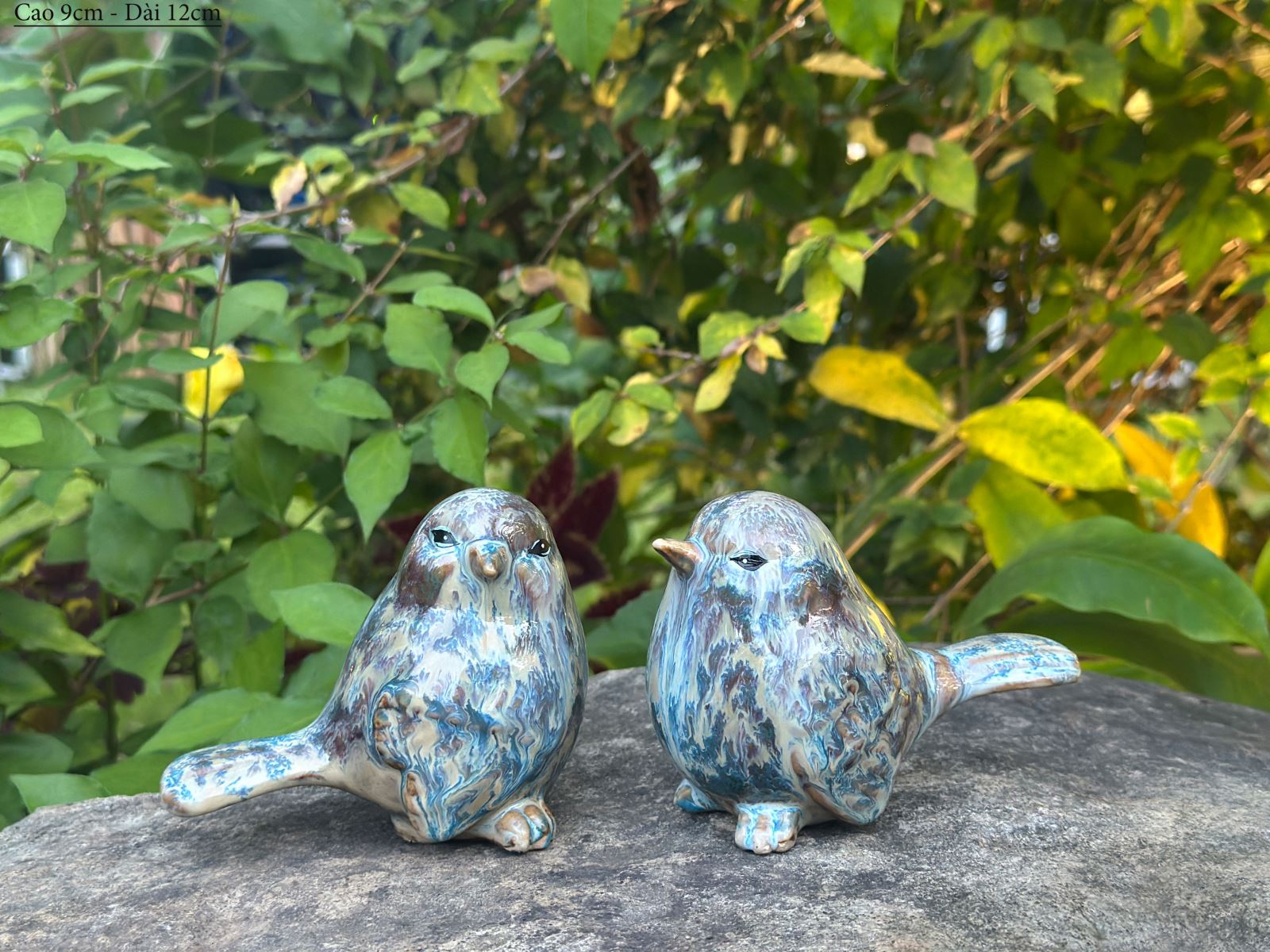Đôi chim sứ Decor gốm Bát Tràng - màu nâu rêu
