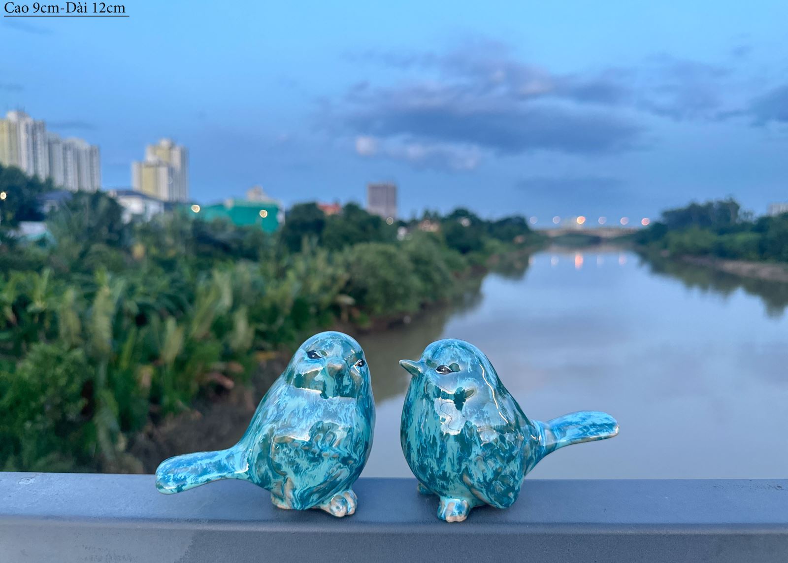 Đôi chim sứ Decor gốm Bát Tràng - màu xanh