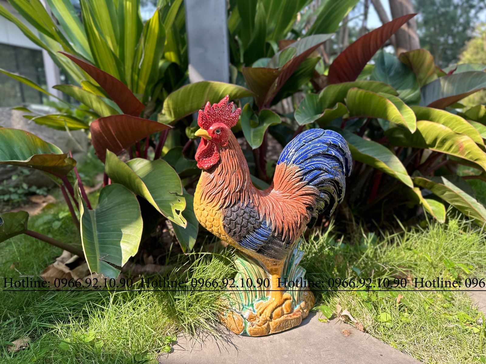 Tượng gà trống gốm sứ Bát tràng H40cm