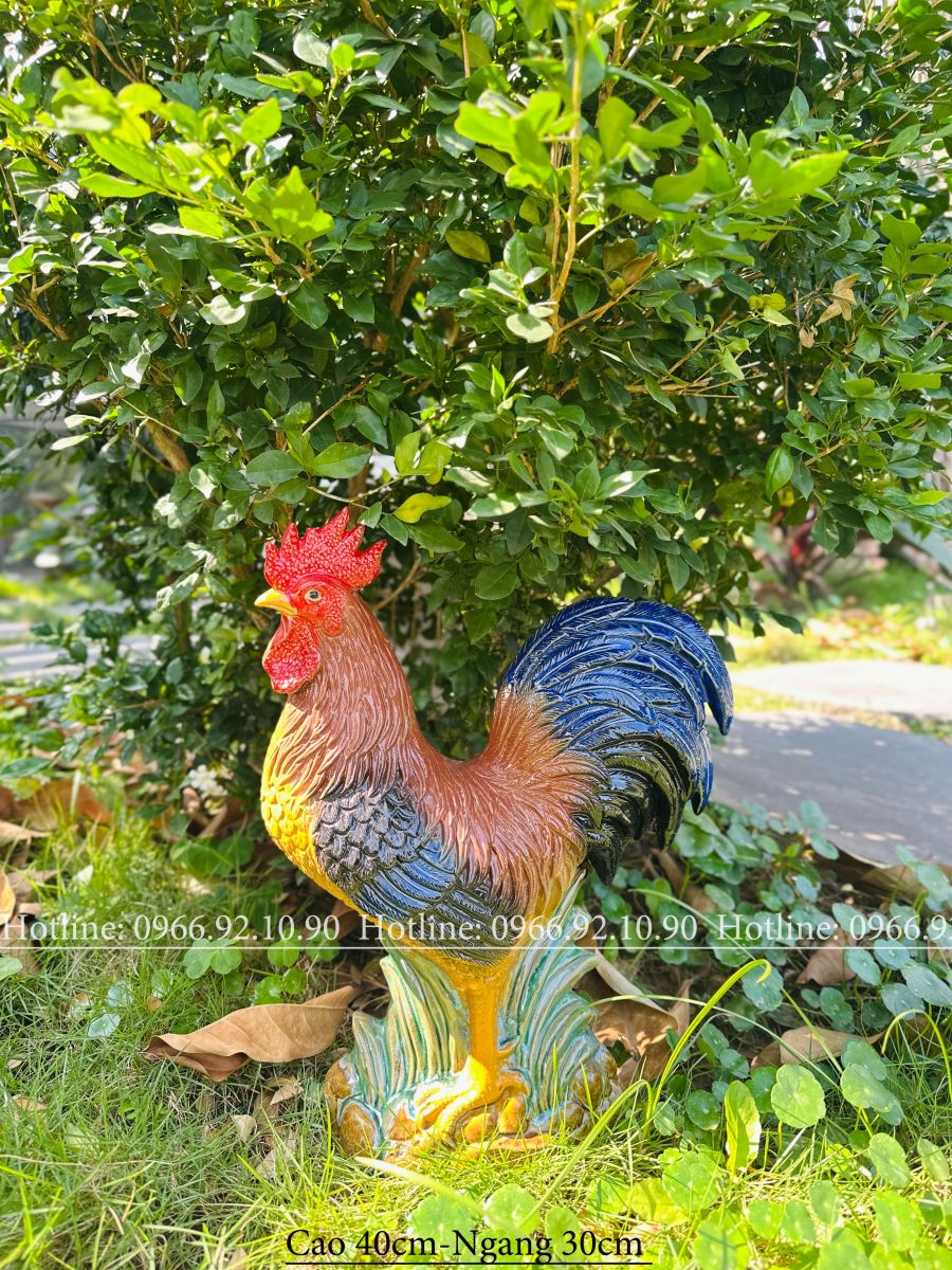 Tượng gà trống gốm sứ Bát tràng H40cm