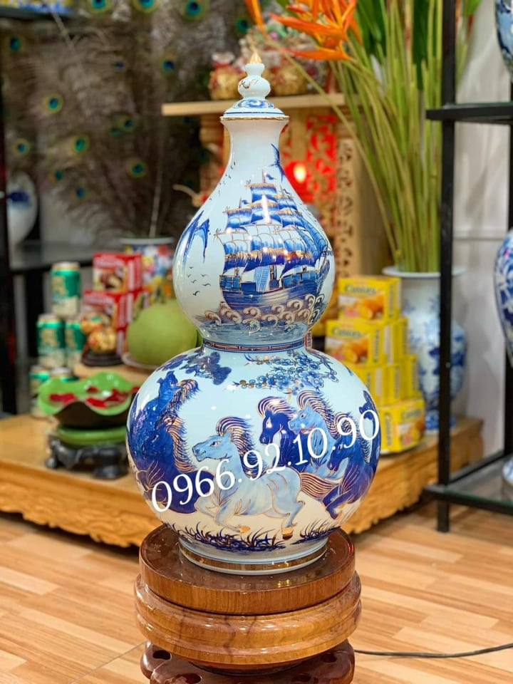 Nậm rượu tài lộc Thuận Buồm - Mã Đáo Thành Công - H60cm